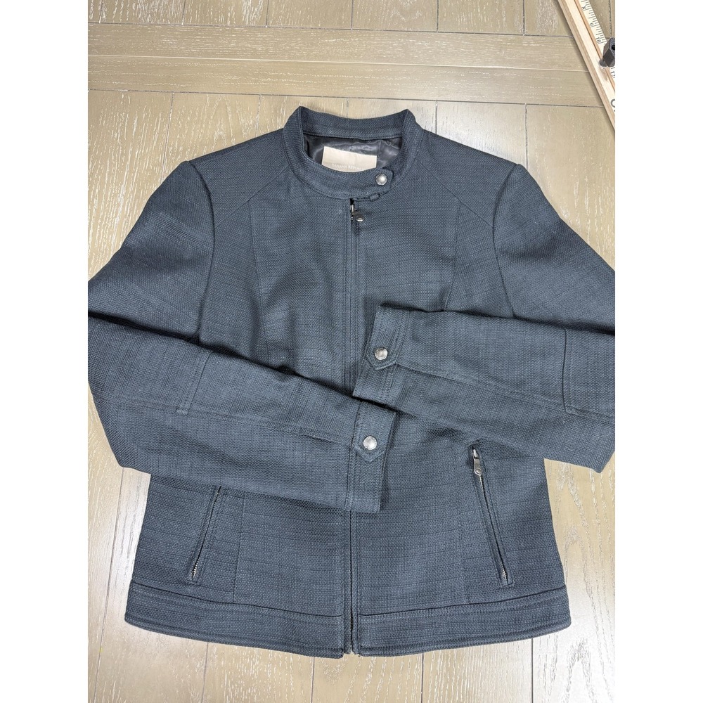 Banana Republic Jacket Womens 8 Black Cotton Moto Biker Full Zip Lined Short‎